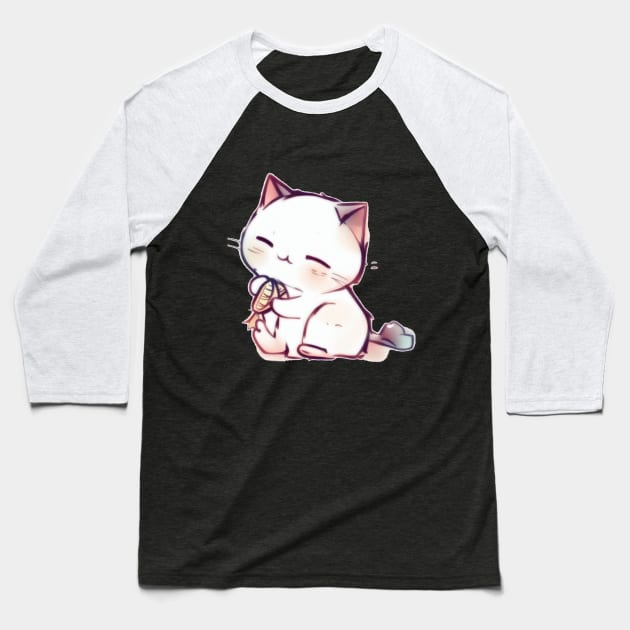 Cute Cat 2 Baseball T-Shirt by Amescla